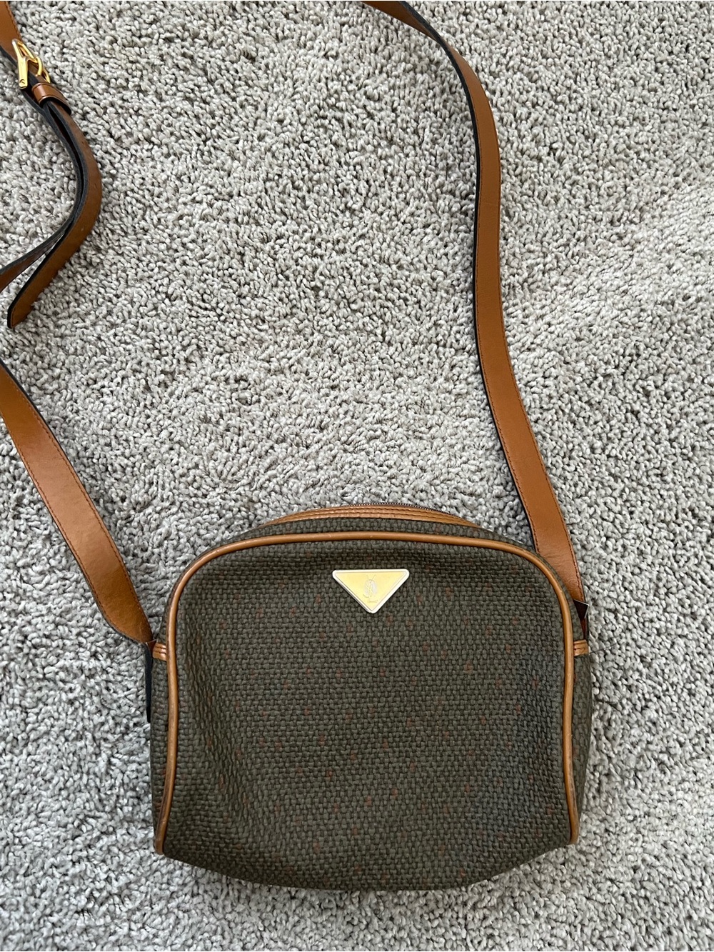 Vintage Yves Saint Laurent Canvas Crossbody Bag Leather Trim-MADE IN FRANCE - Picture 5 of 16